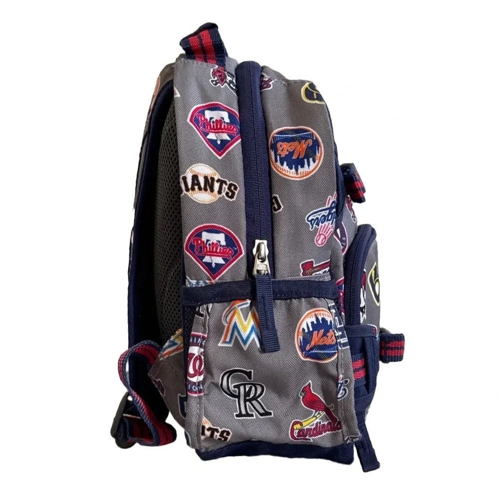 Pottery Barn Kids MLB Baseball Team Logo Backpack Gray Navy Red Small School Bag